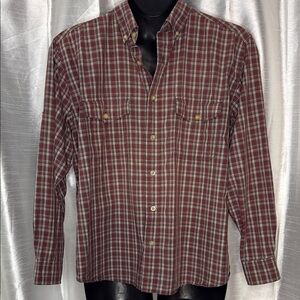 Woolrich Men’s Large Button Down Collar Plaid Long Sleeve Cotton Shirt - Read